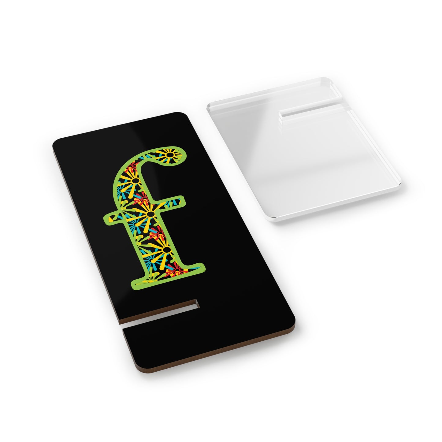 Phone Stand — Floral Mosaic 'f' Mobile Display Holder