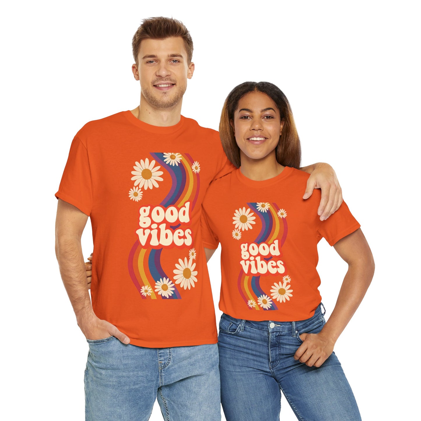 Good Vibes Unisex Heavy Cotton Tee, Retro Graphic T-Shirt, Feel Good Apparel, Summer Outfit, Casual Gift for Friends