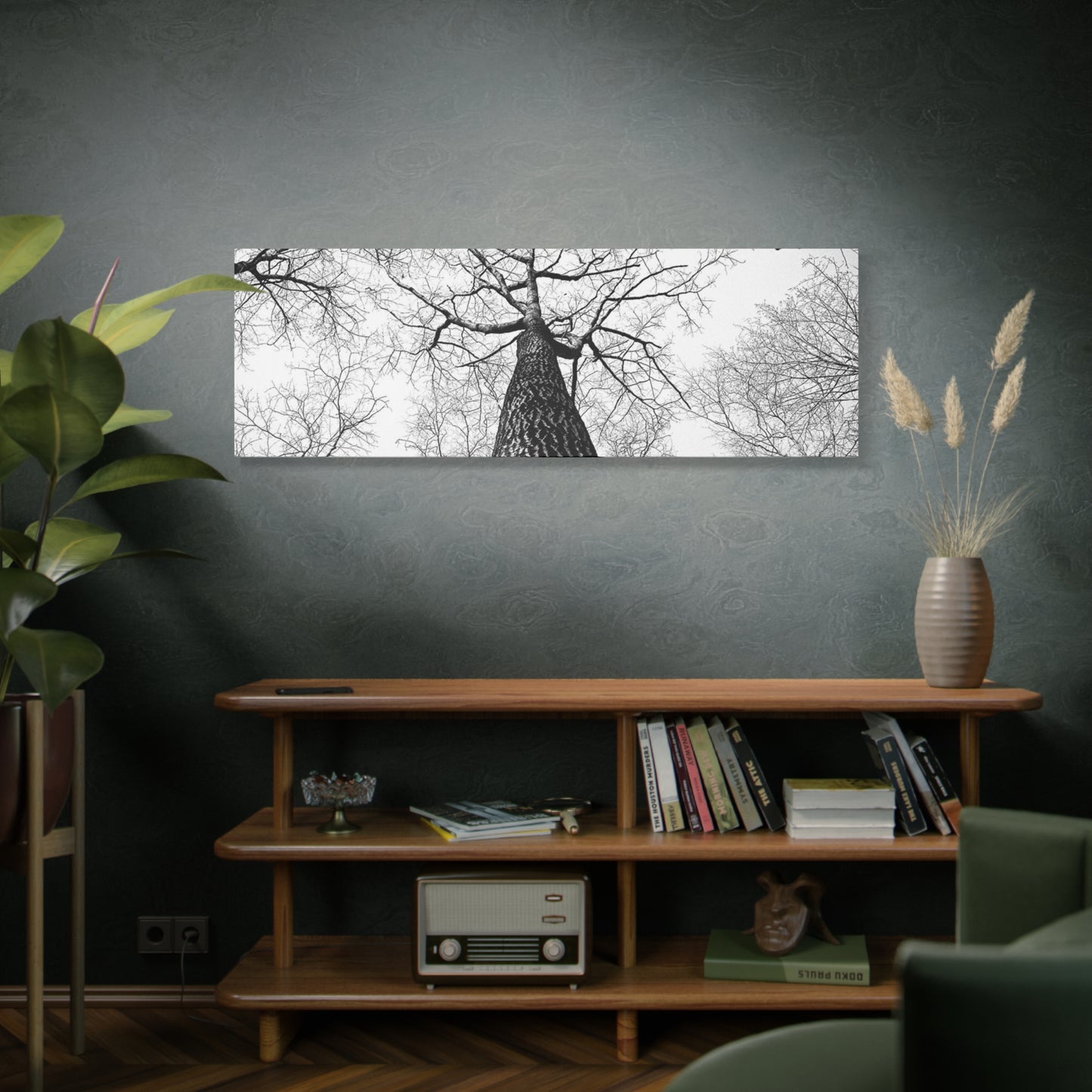 Black & White Tree Canopy Matte Canvas Wall Art — Upward Forest Photography