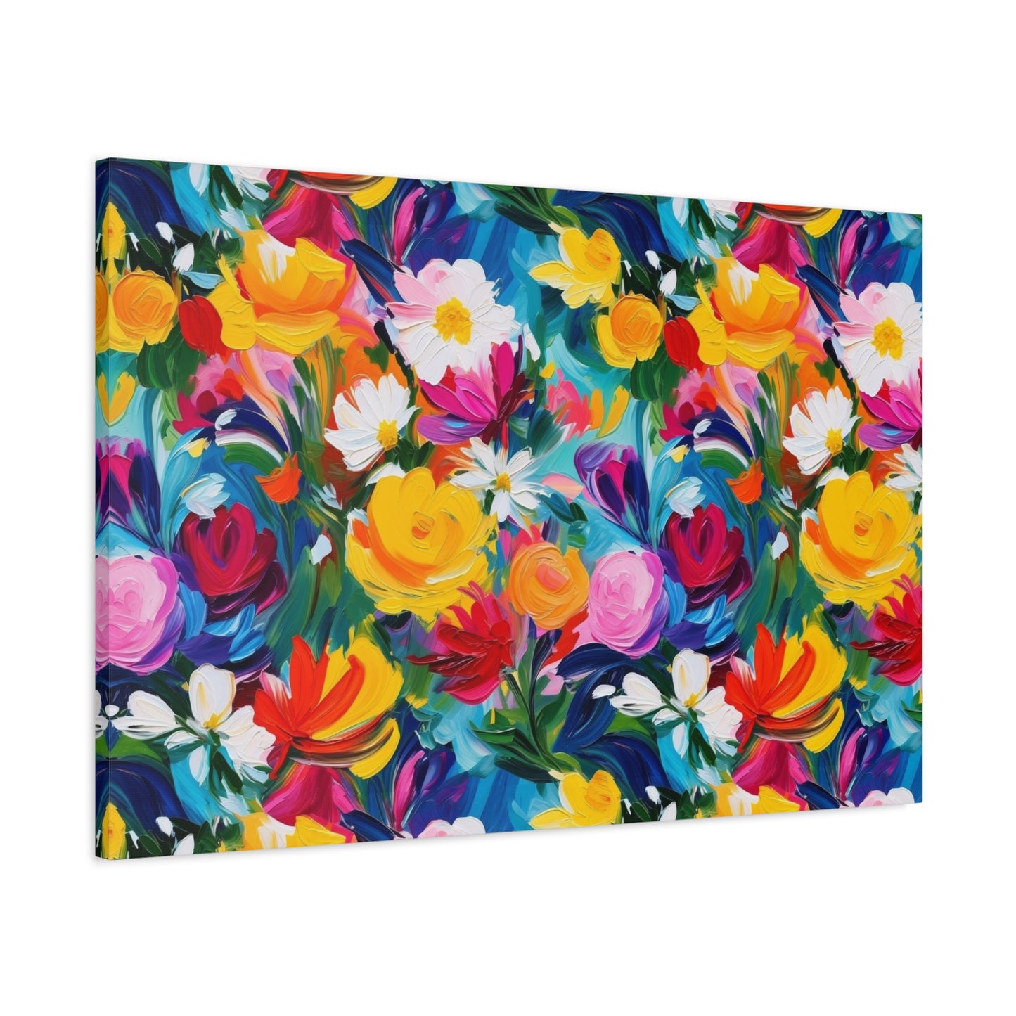 Vibrant Floral Matte Canvas Wall Art — Colorful Garden Print, Stretched 1.25"
