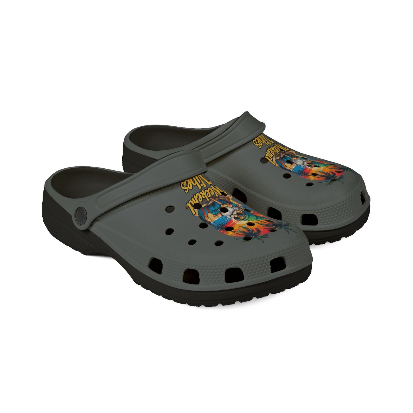 Weekend Vibes EVA Clogs — Tropical Beach Graphic Foam Shoes