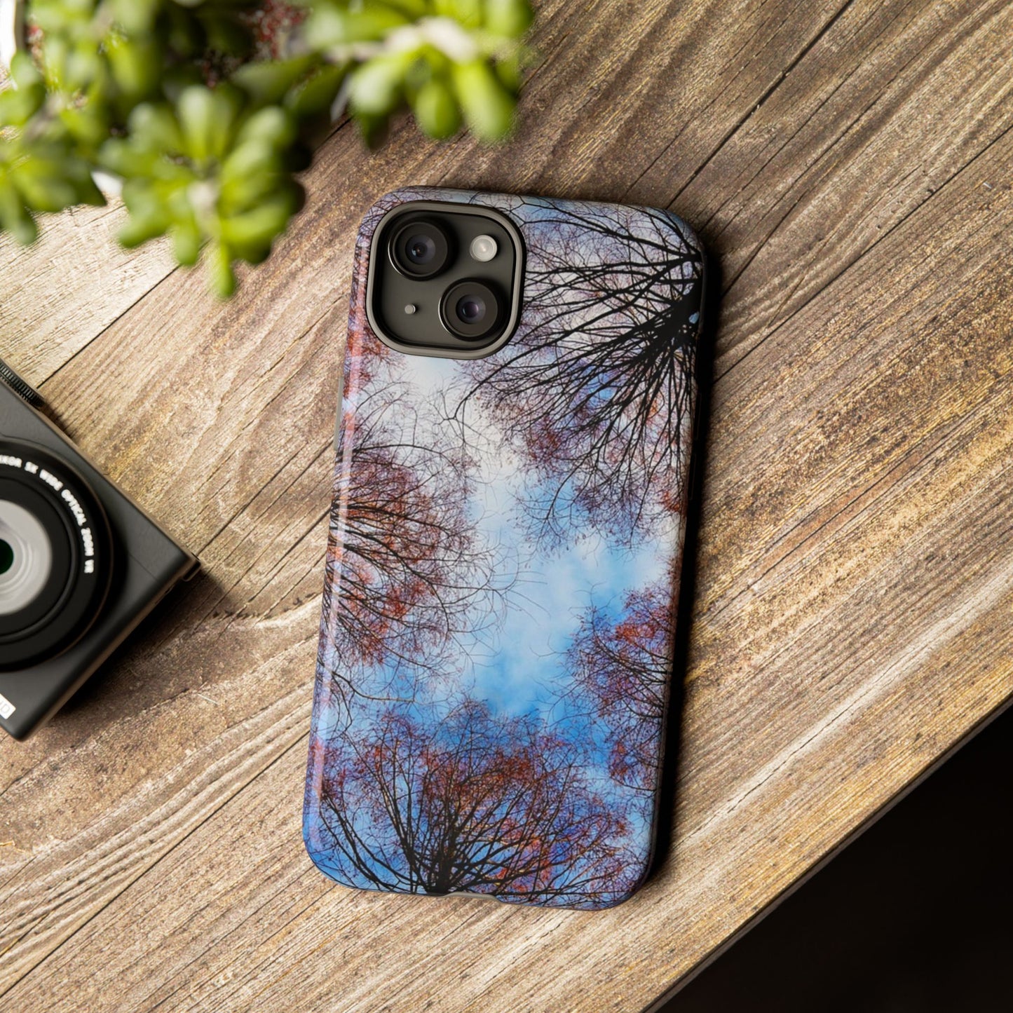 Skyward Trees Phone Case — Nature Forest Canopy Protective Tough Case