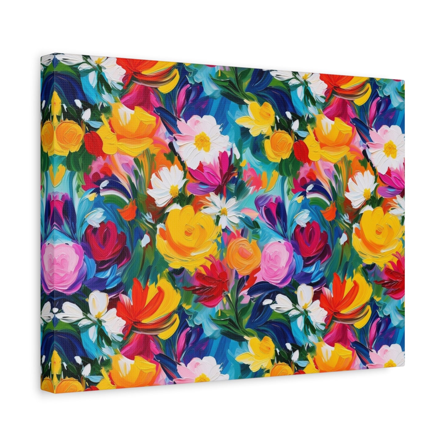 Vibrant Floral Matte Canvas Wall Art — Colorful Garden Print, Stretched 1.25"