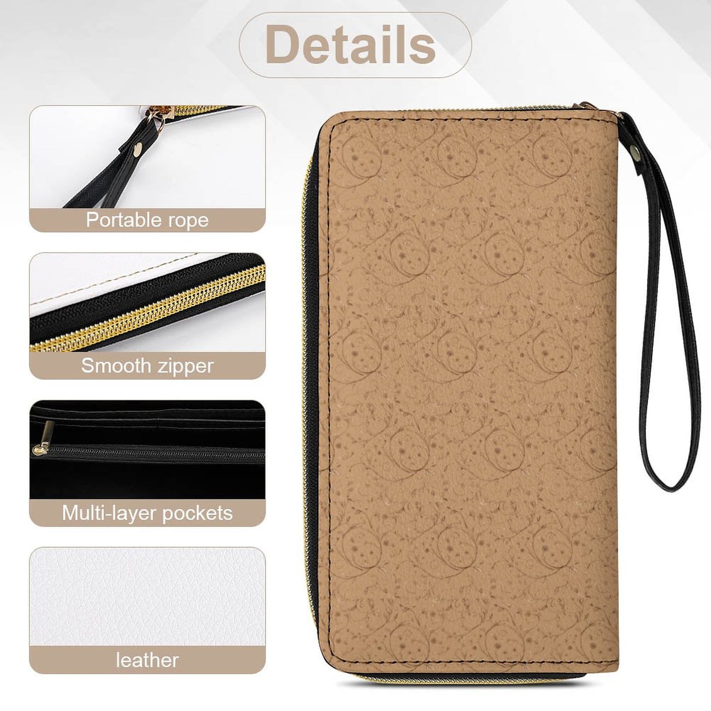 Leather Wallet with Wristlet Strap