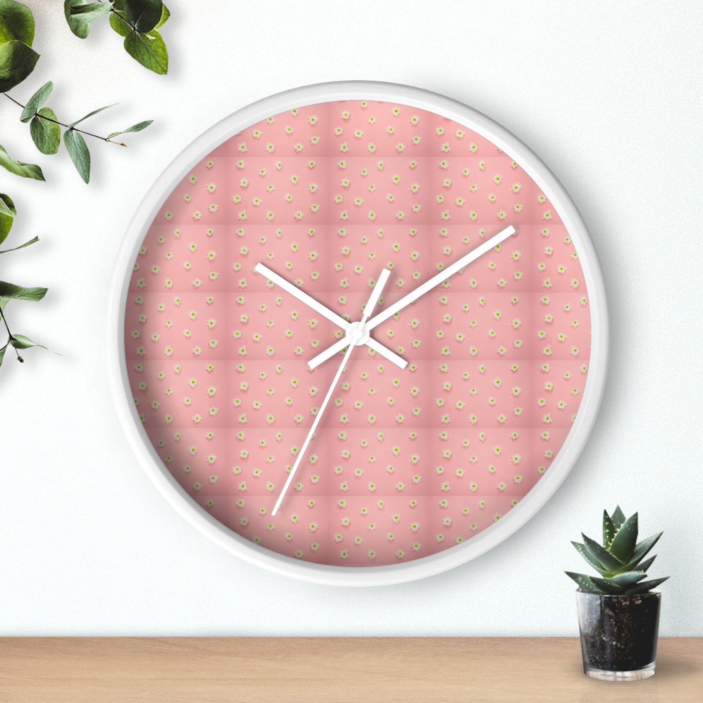 Charming Floral Wall Clock Pink Decor, Home Accessories, Gift for Her