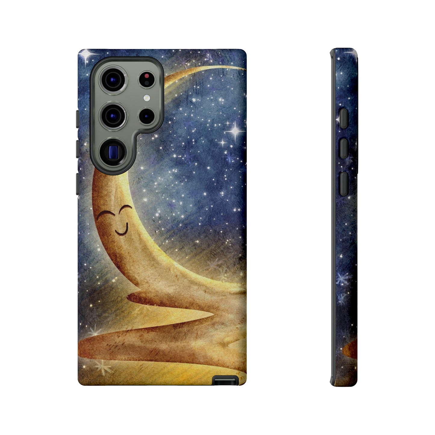 Moonlit Smile Phone Case — Starry Night Crescent Moon iPhone Cover