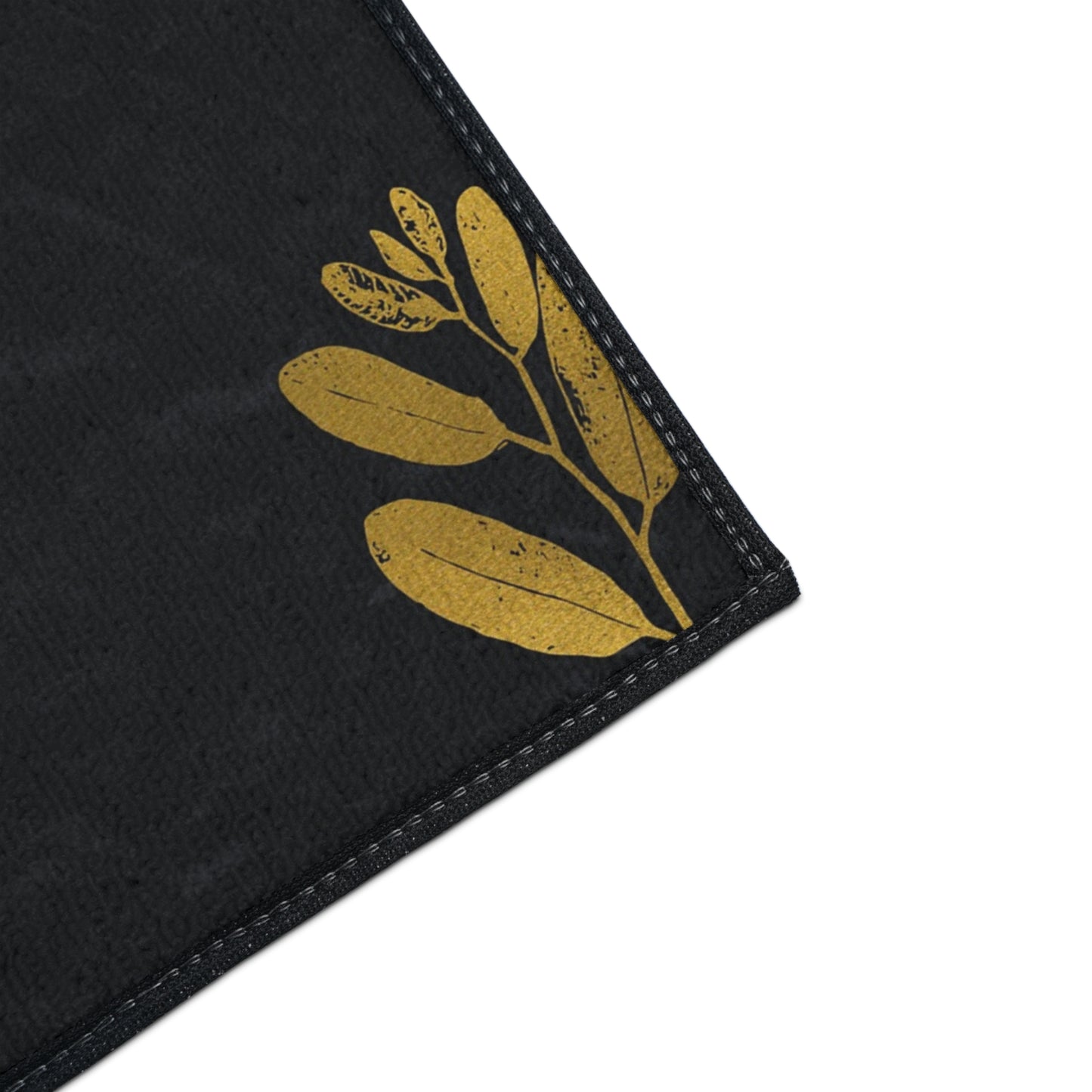 Monogram A Heavy Duty Floor Mat — Black & Gold Botanical Doormat