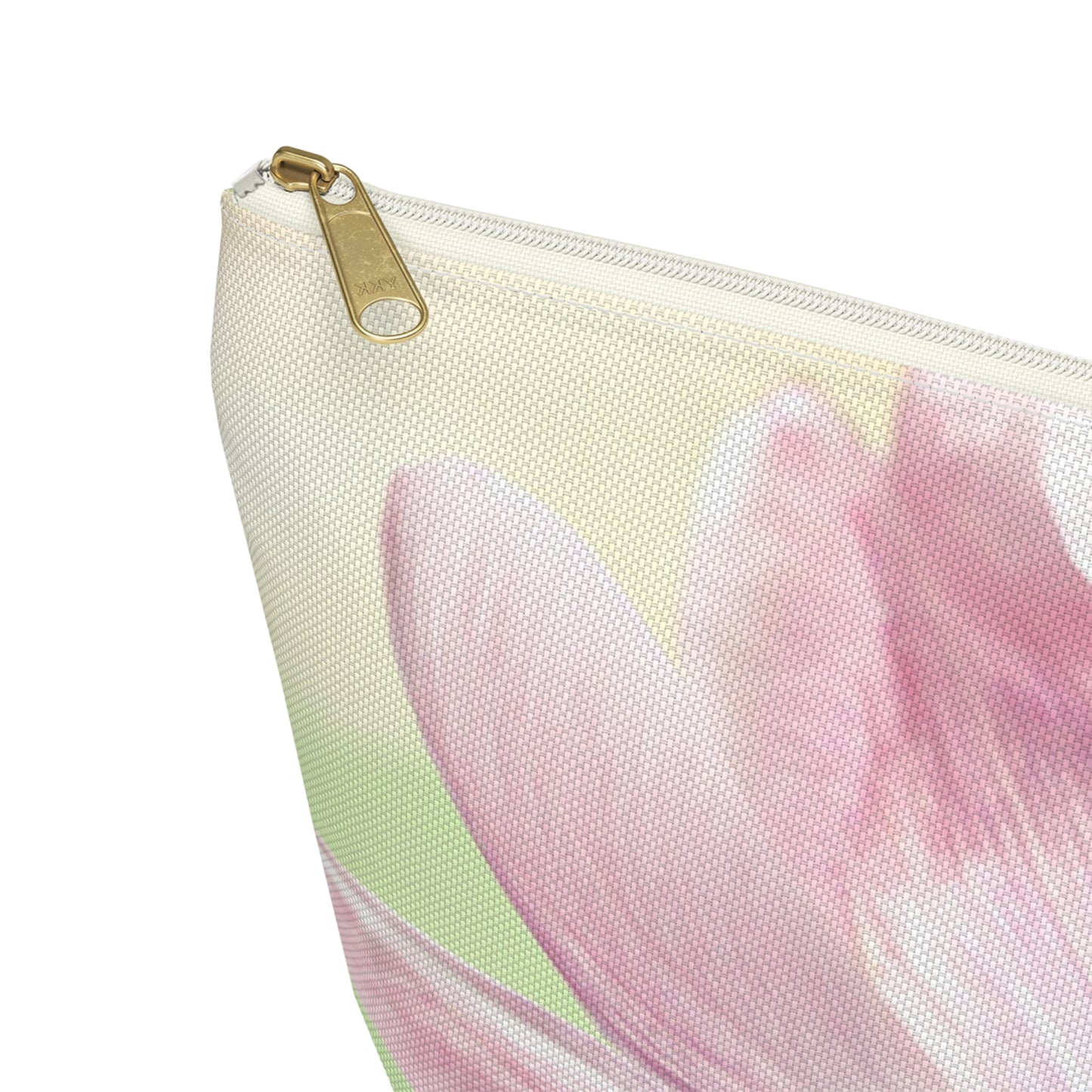 Pink Tulip Floral Accessory Pouch — Cosmetic Makeup Bag with T-Bottom