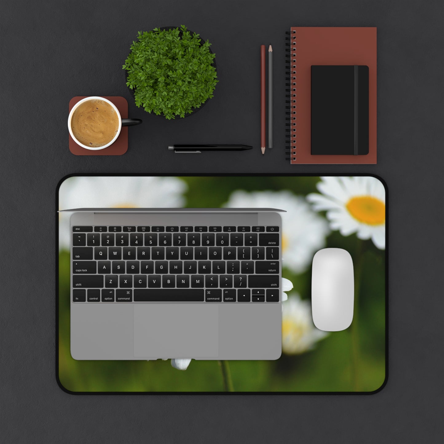 Daisy Field Desk Mat — Floral Mouse Pad Surface for Home Office