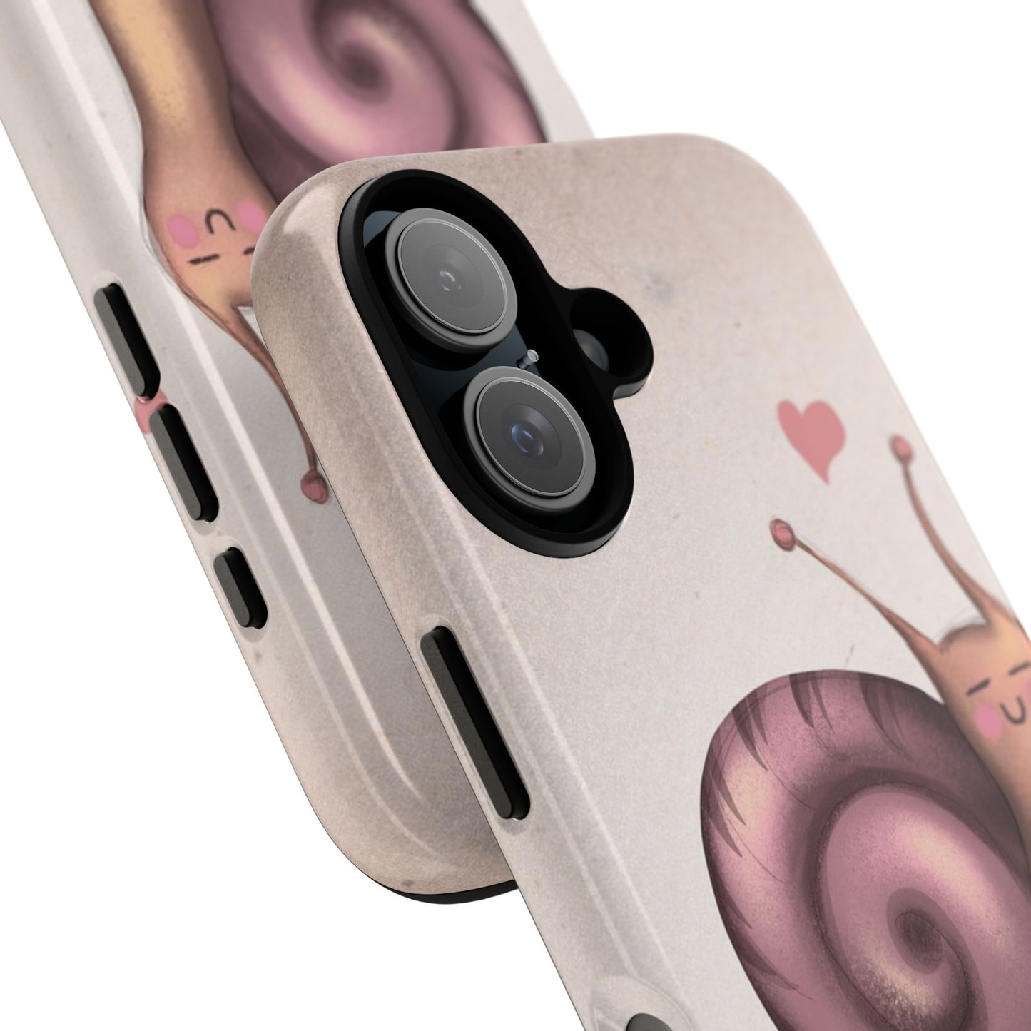 Cute Snail Phone Case — Pink Heart Cartoon Protective iPhone Cover