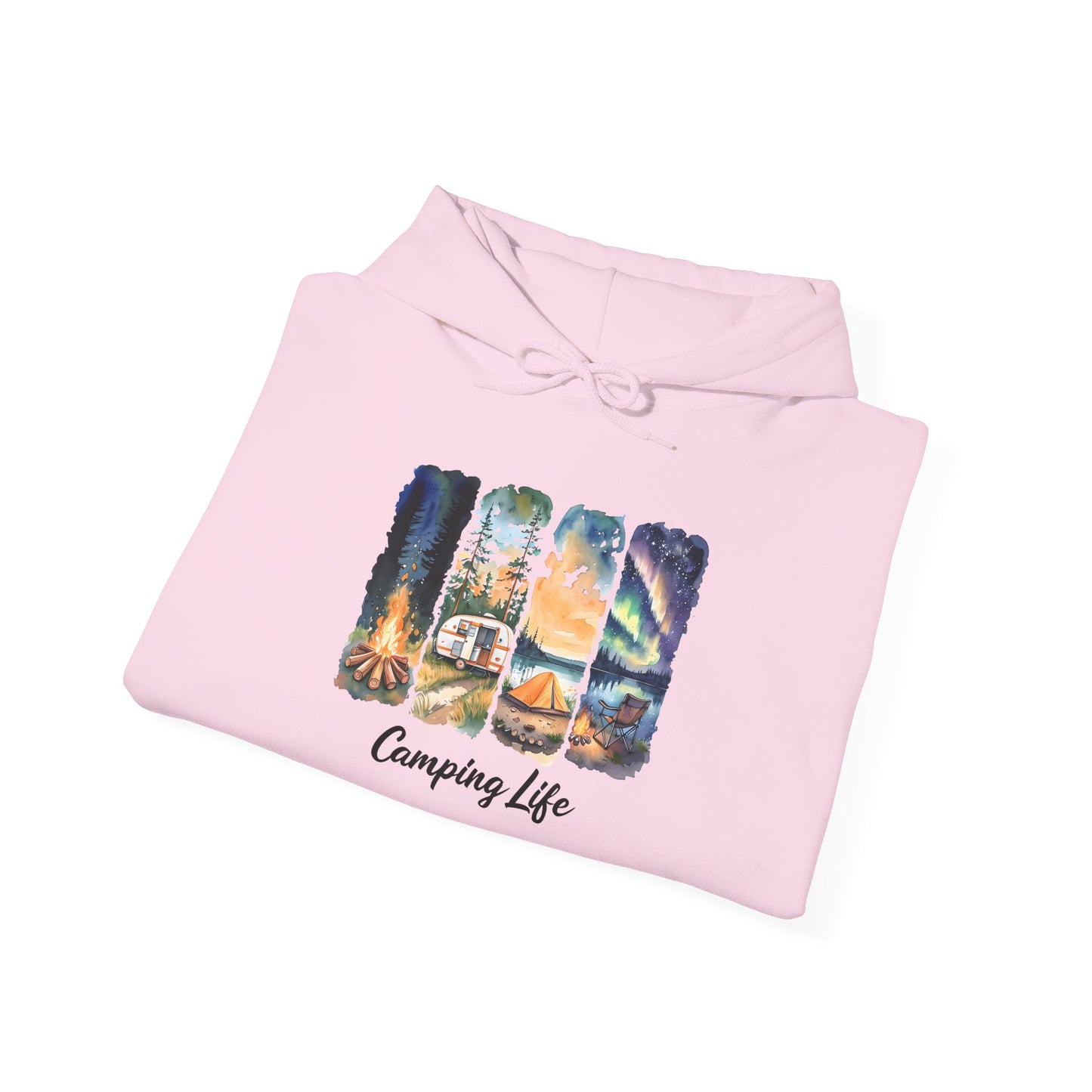 Camping Life Hoodie – Outdoor Illustrated Campsite Scenes