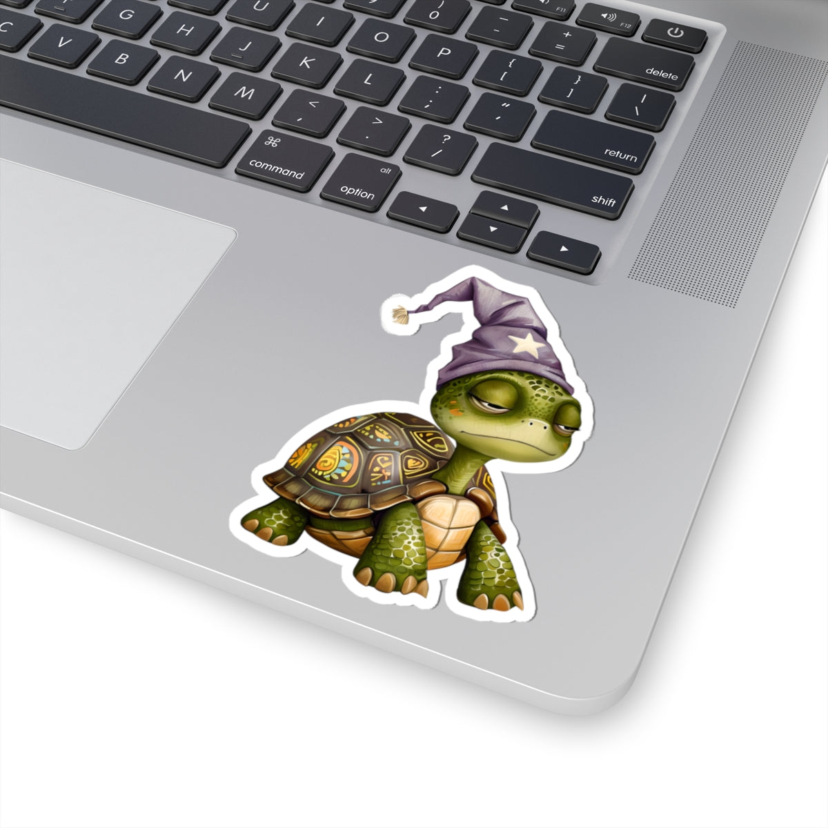 Lazy Wizard Turtle Sticker — Cute Kiss-Cut Laptop Decal