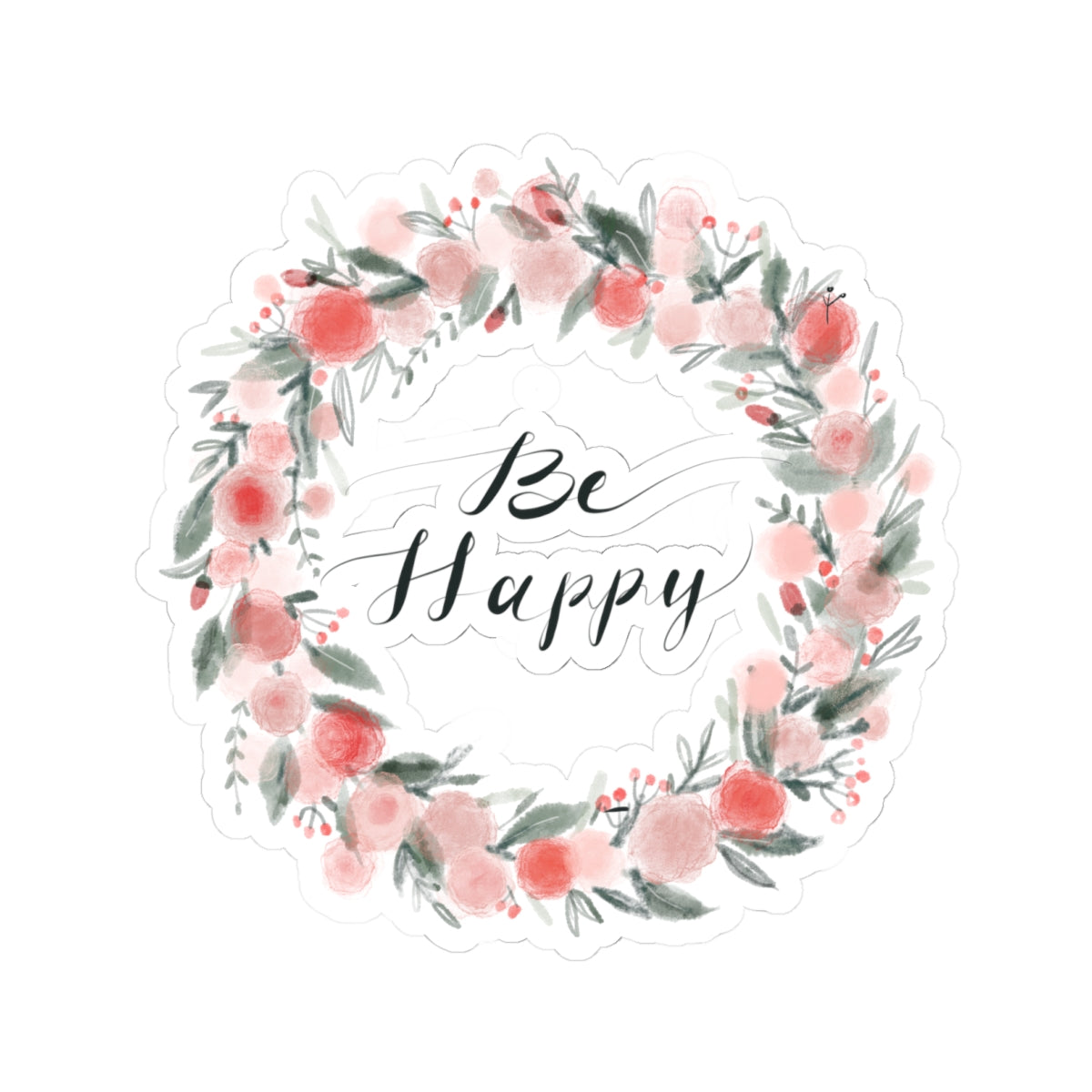 Floral 'Be Happy' Kiss-Cut Stickers | Motivational Decals for Laptops, Journals, Water Bottles, Planners, Gifts