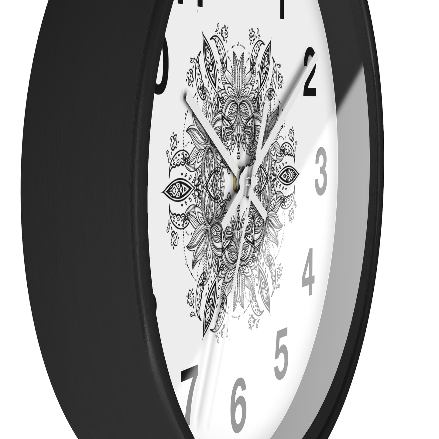 Mandala Wall Clock — Black & White Floral Boho Home Décor