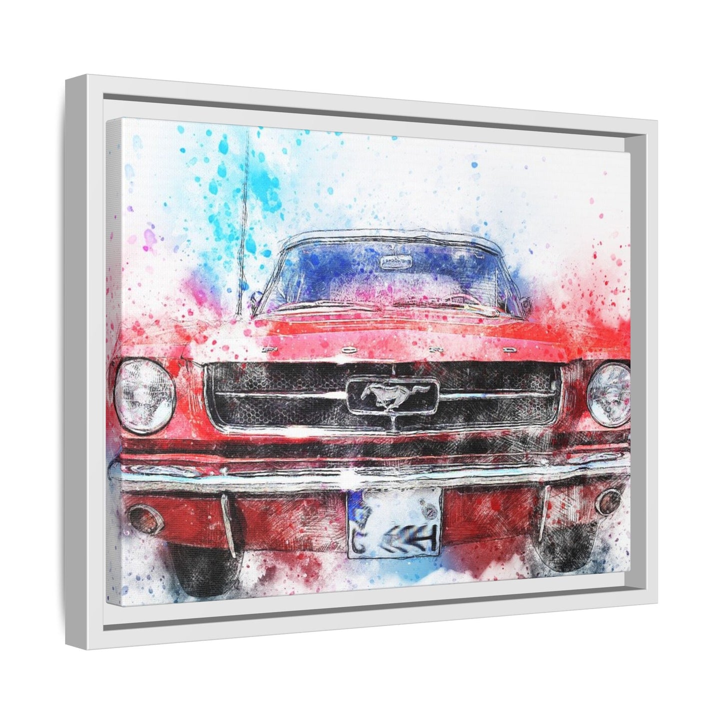 Matte Canvas, Framed Mustang Car