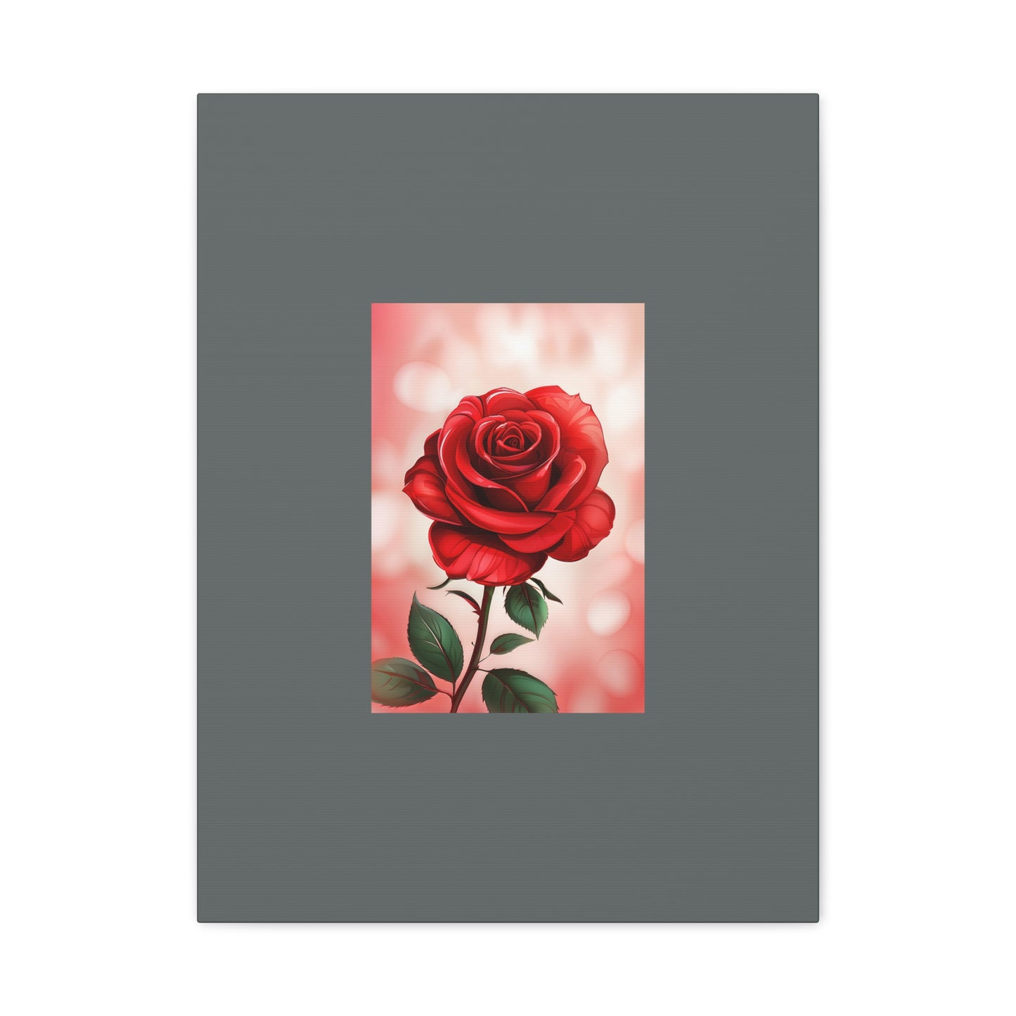 Red Rose Vertical Matte Canvas Print — Romantic Floral Wall Art
