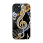 Music Notes Magnetic Impact-Resistant Phone Case — Gold Treble Clef Design