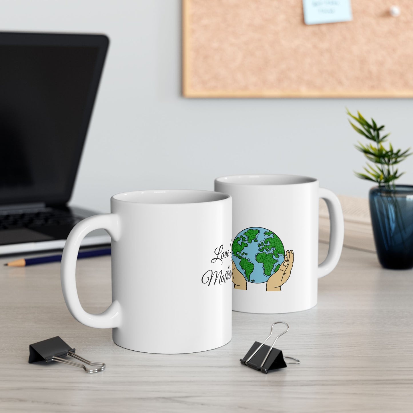 Save Your Mother Earth Ceramic Mug – Eco-Friendly Earth Illustration (11oz, 15oz)