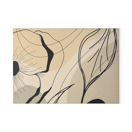 Elegant Floral Glass Cutting Board, Stylish Kitchen Decor, Wedding Gift, Home Cooking, Floral Kitchen Accessories