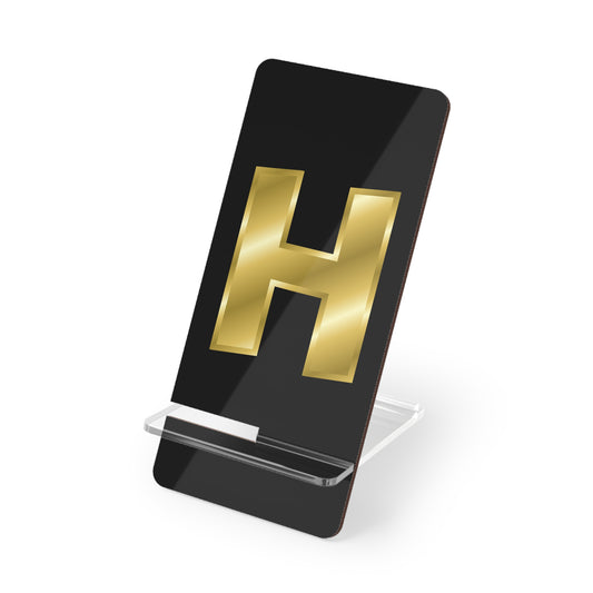 Stylish Mobile Display Stand for Smartphones, Perfect Desk Organizer, Tech Gift, Golden Letter H Design, Home Office Decor, Phone Holder