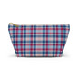 Plaid Accessory Pouch — Blue & Pink Tartan Makeup Bag