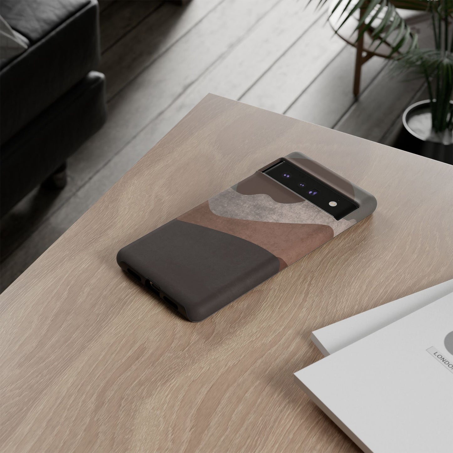 Abstract Earthtone Phone Case — Brown Layered Rugged Tough Case
