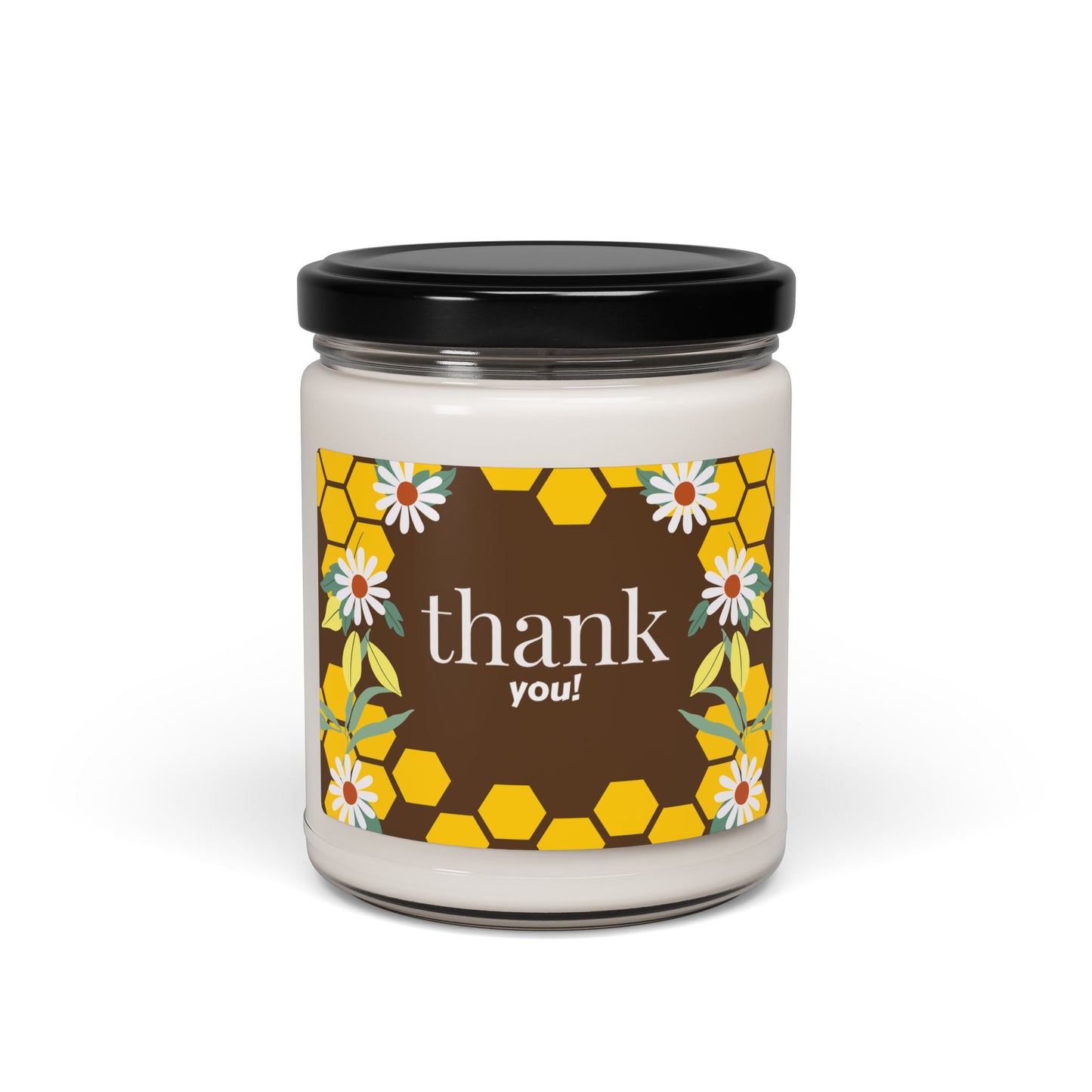 Thank You Soy Candle - 9oz Scented Jar (Daisy & Honeycomb)