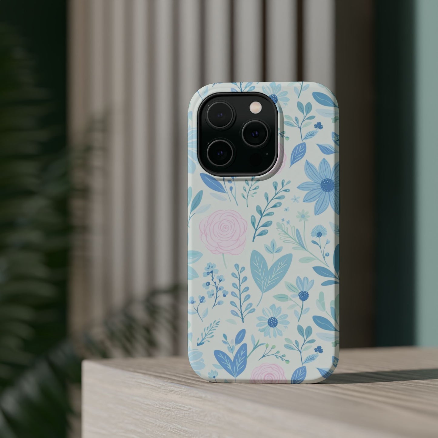 Floral Pastel Magnetic Impact Phone Case — Blue & Pink Botanical Design