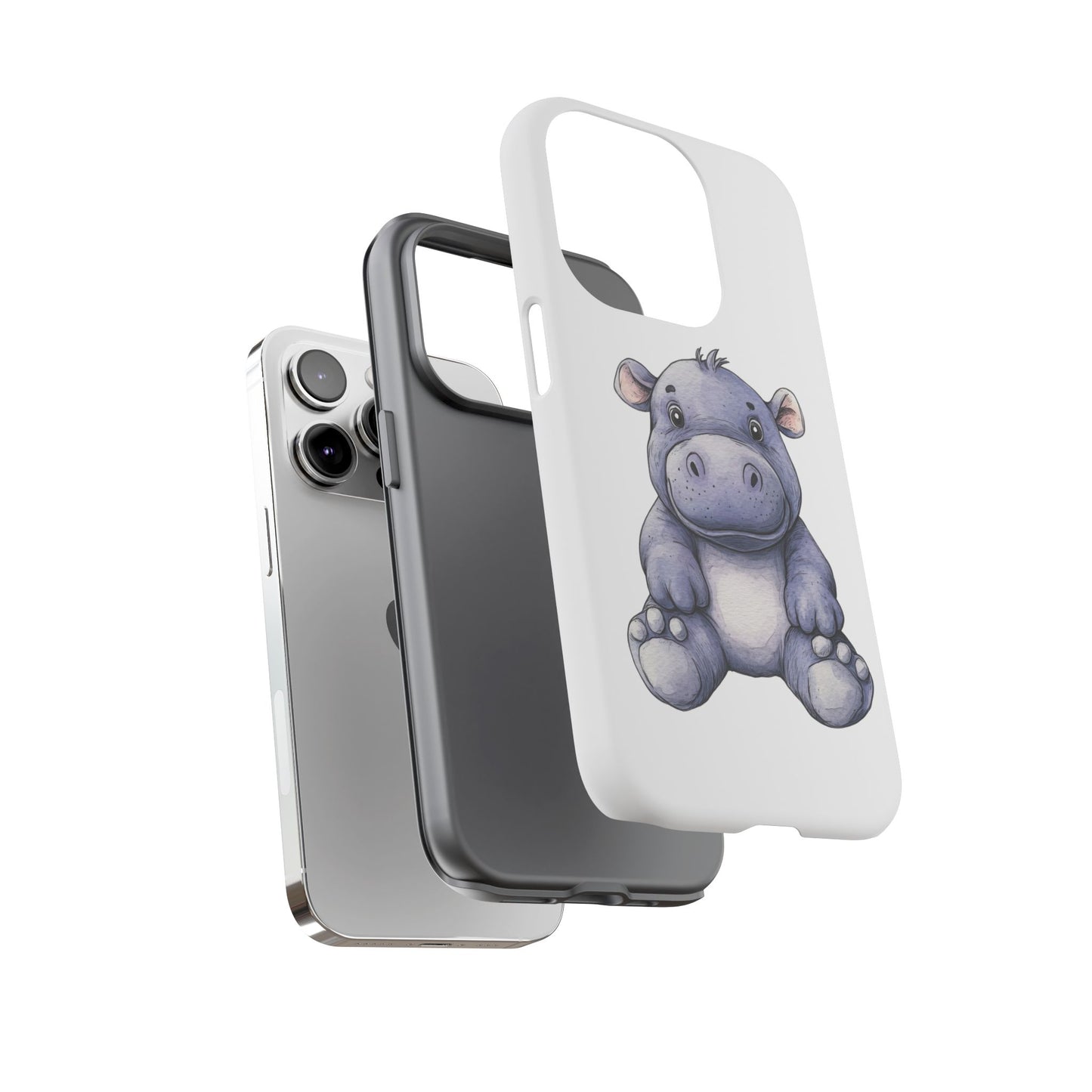 Cute Hippo Phone Case, Unique Tough Cases, Animal Lover Gift, Cute Animal Design, Baby Animal Phone Accessory
