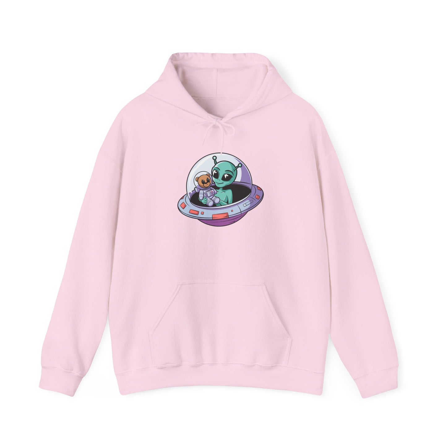 Cute Alien and Kid Hoodie, Unisex Heavy Blend Sweatshirt, UFO Lover Gift, Halloween Costume, Space-Themed Outfit, Birthday Present