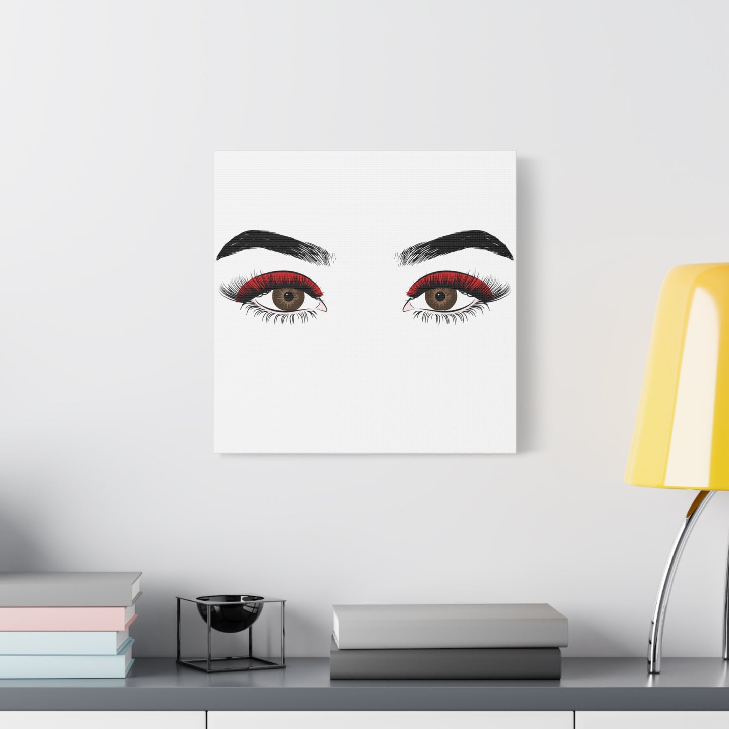 Red Lashes Wall Art Canvas — Glam Eyes Makeup Decor