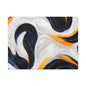 Abstract Fluid Art Matte Canvas Print — Navy, Gold & White Stretched Wall Art