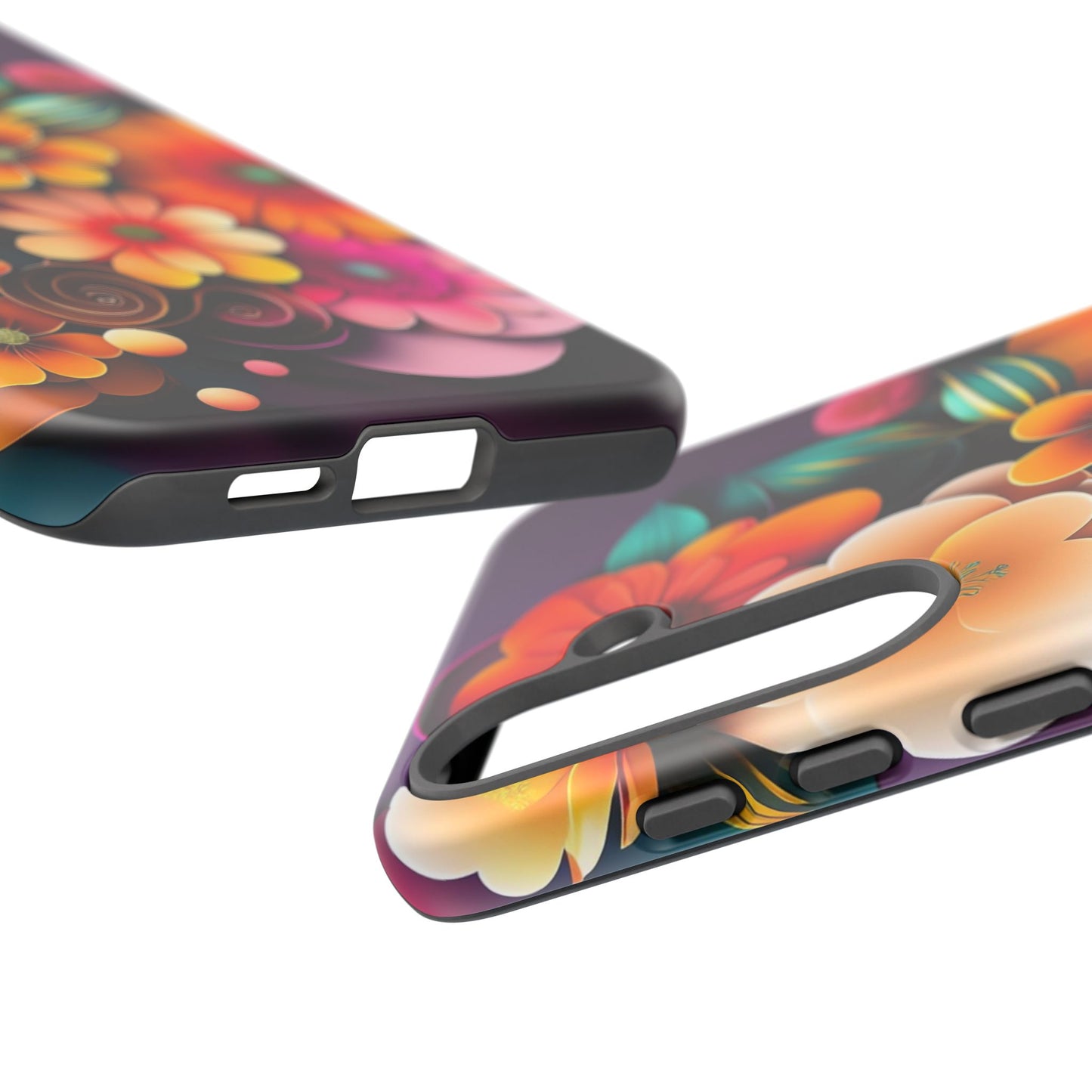 Floral Burst Tough Phone Case — Colorful Retro Flowers Protective Cover