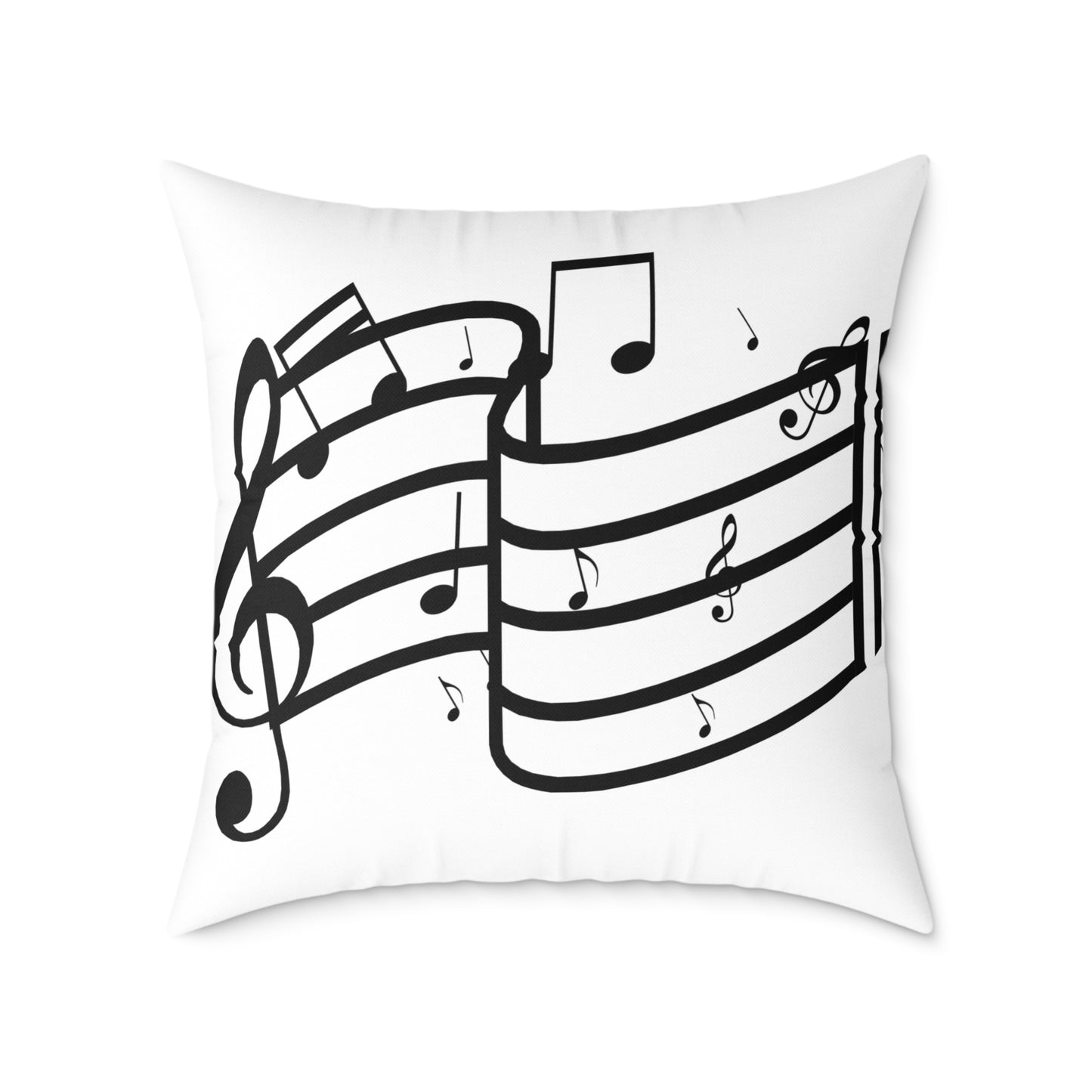 Music Notes Square Throw Pillow - Black Treble Clef Sheet Design