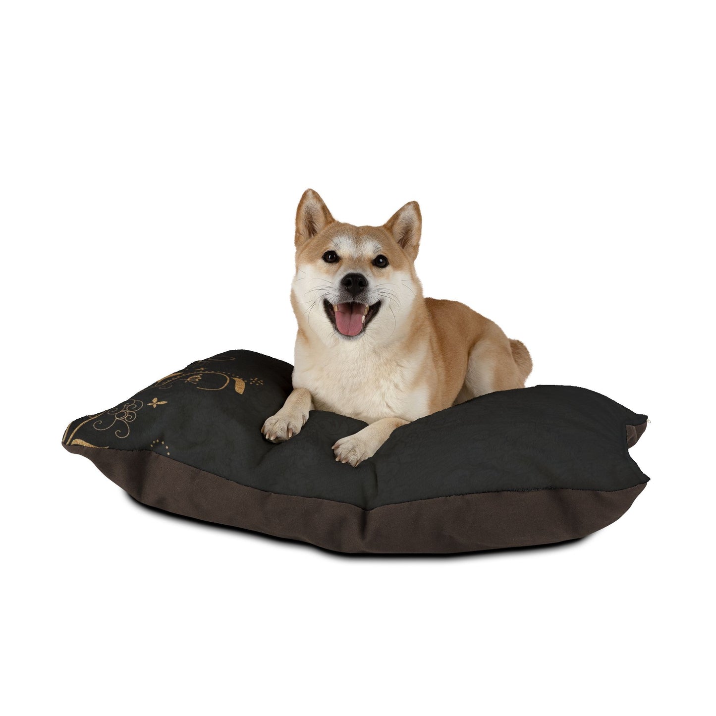 Elegant Black Floral Pet Bed – Plush Comfort Cushion for Dogs & Cats
