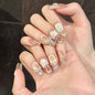 365nails: "Blushing Ballerina" – 3D Bow & Pearl Handmade Medium Almond Nails – Image 2
