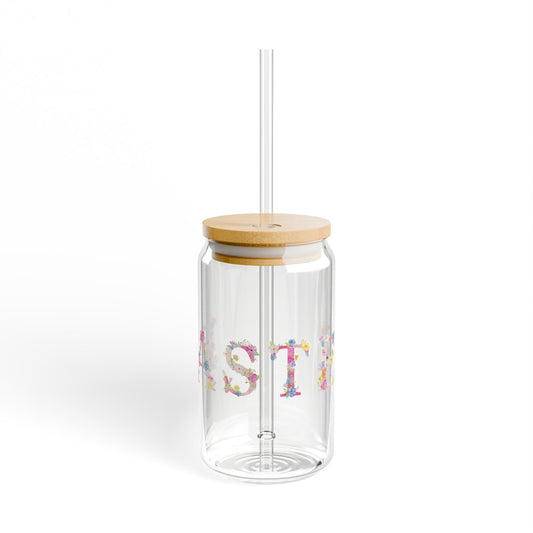 Easter Floral Sipper Glass, 16oz