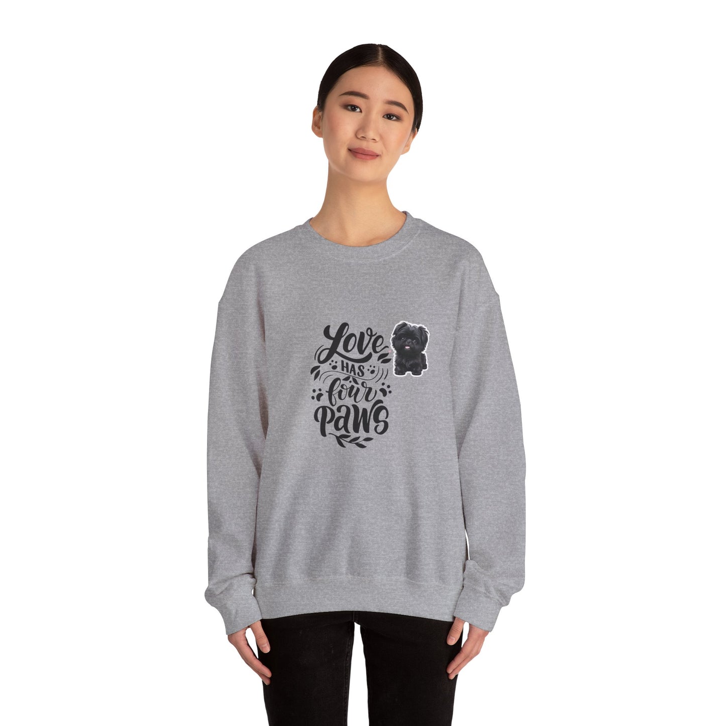 Crewneck Sweatshirt - "Love Has Four Paws" Dog Lover Graphic