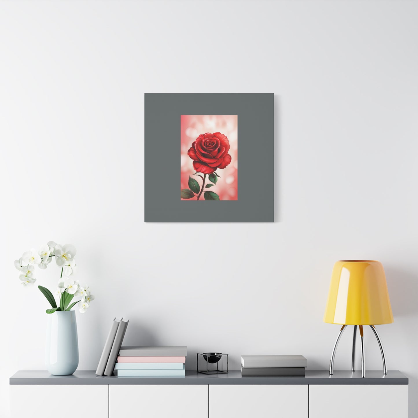 Red Rose Vertical Matte Canvas Print — Romantic Floral Wall Art