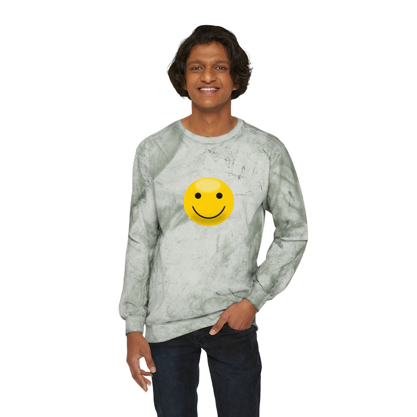 Cheerful Tie-Dye Crewneck Sweatshirt | Smiley Face Unisex Sweatshirt
