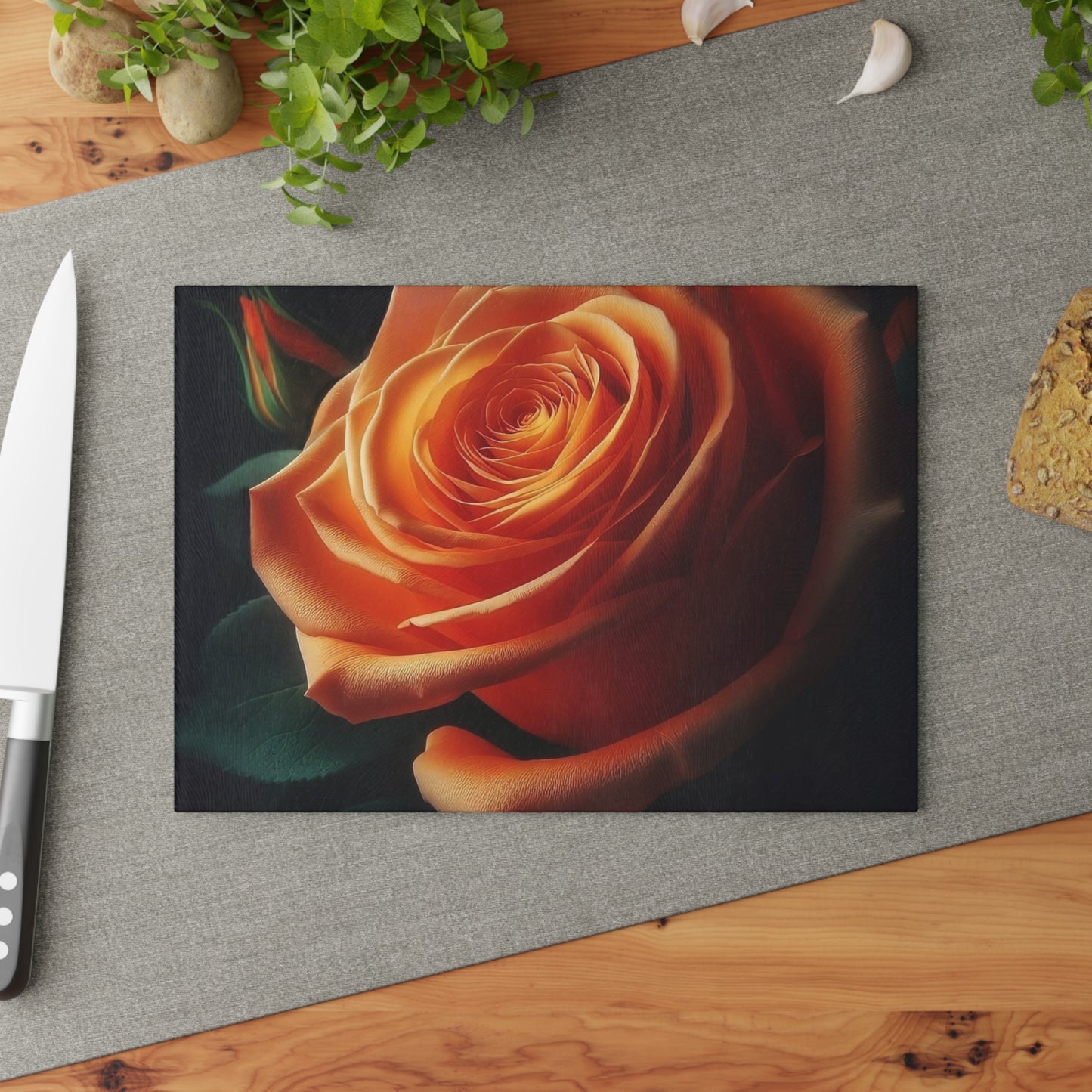Elegant Rose Glass Cutting Board