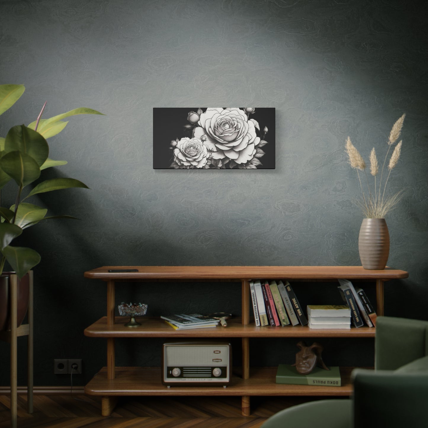 Monochrome Rose Canvas Print — Black & White Floral Wall Art