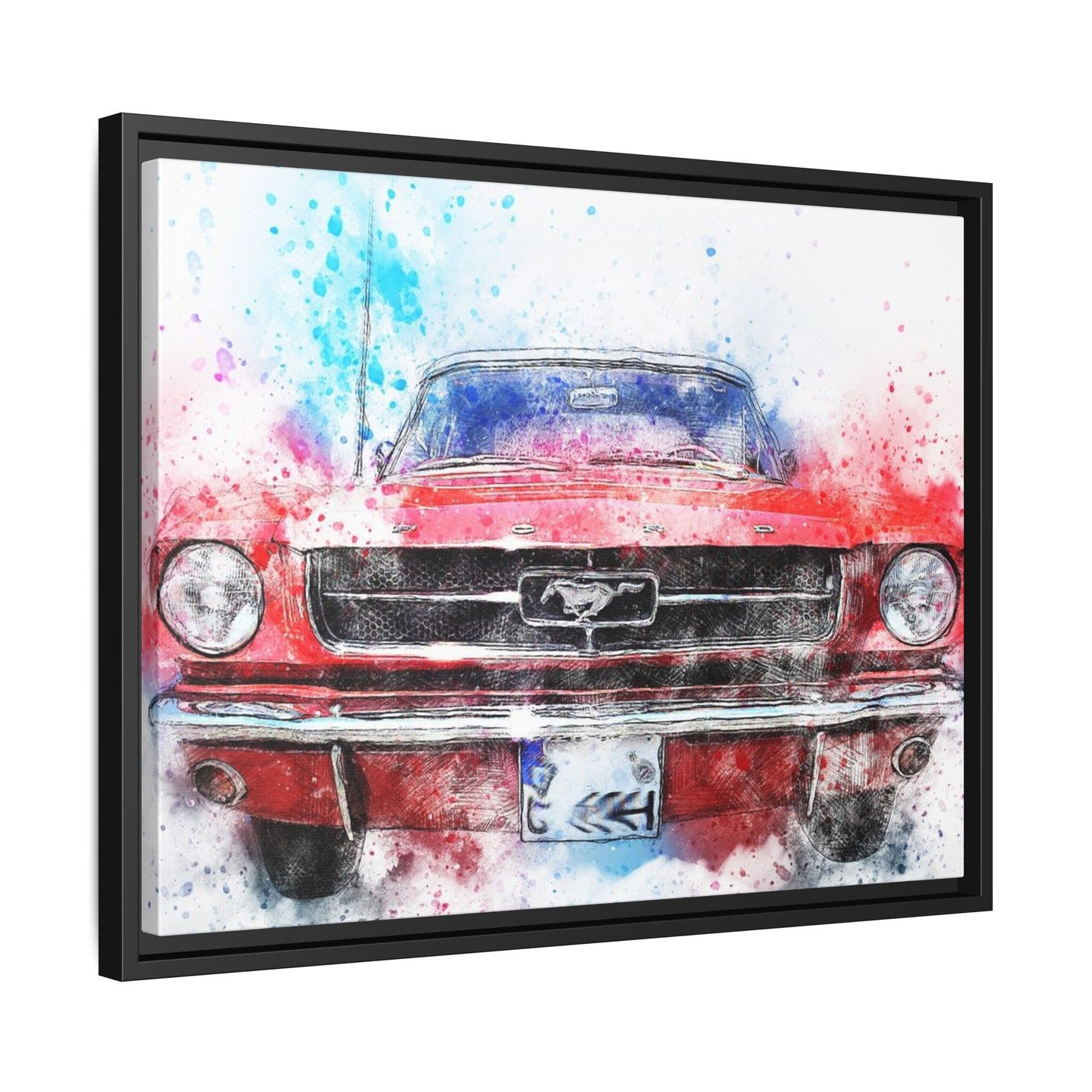 Matte Canvas, Framed Mustang Car