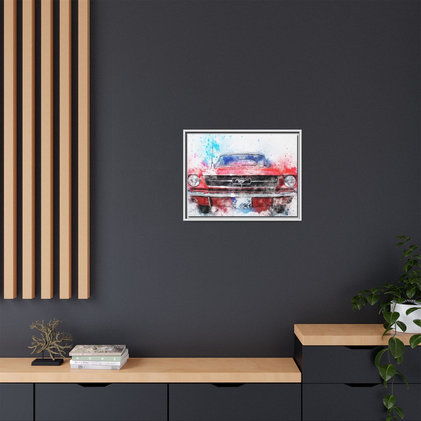Matte Canvas, Framed Mustang Car