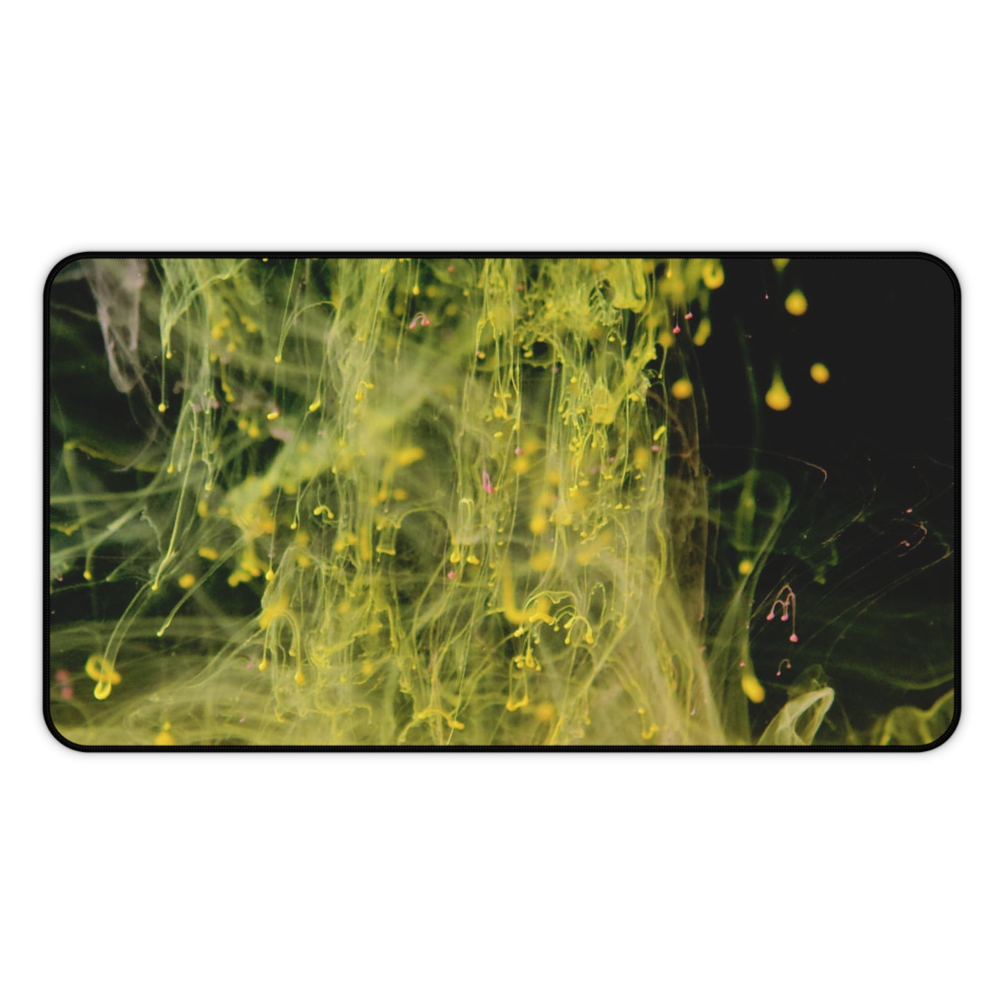 Abstract Yellow Ink Desk Mat — Vibrant Liquid Art Mouse Pad