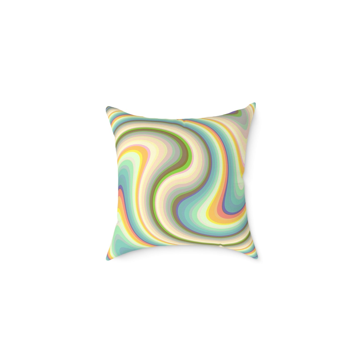 Swirl Retro Throw Pillow — Psychedelic Pastel Wave Decorative Cushion