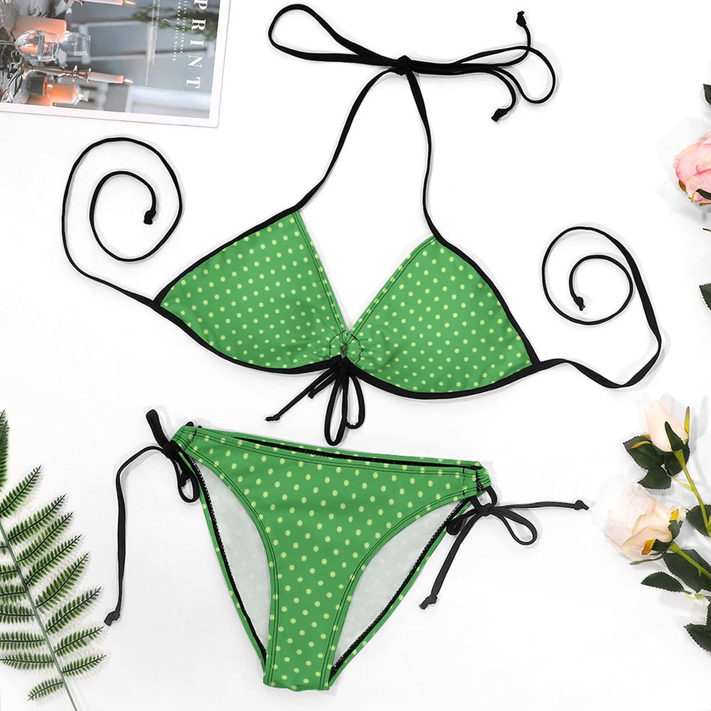 Plus Size Halter Tie Front Bikini Set