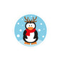 Cute Penguin with Reindeer Antlers Kiss-Cut Sticker — Winter Holiday Snow Scene