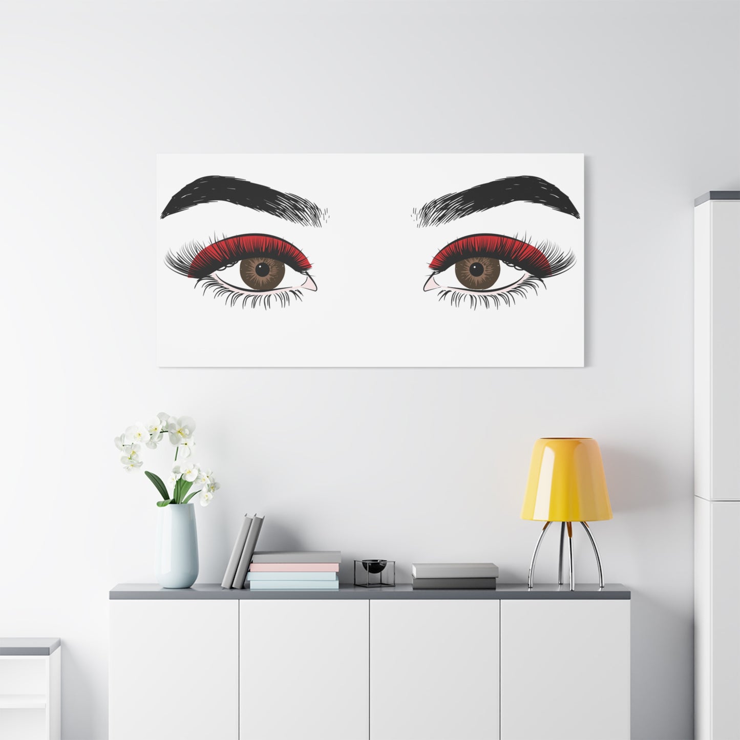 Red Lashes Wall Art Canvas — Glam Eyes Makeup Decor