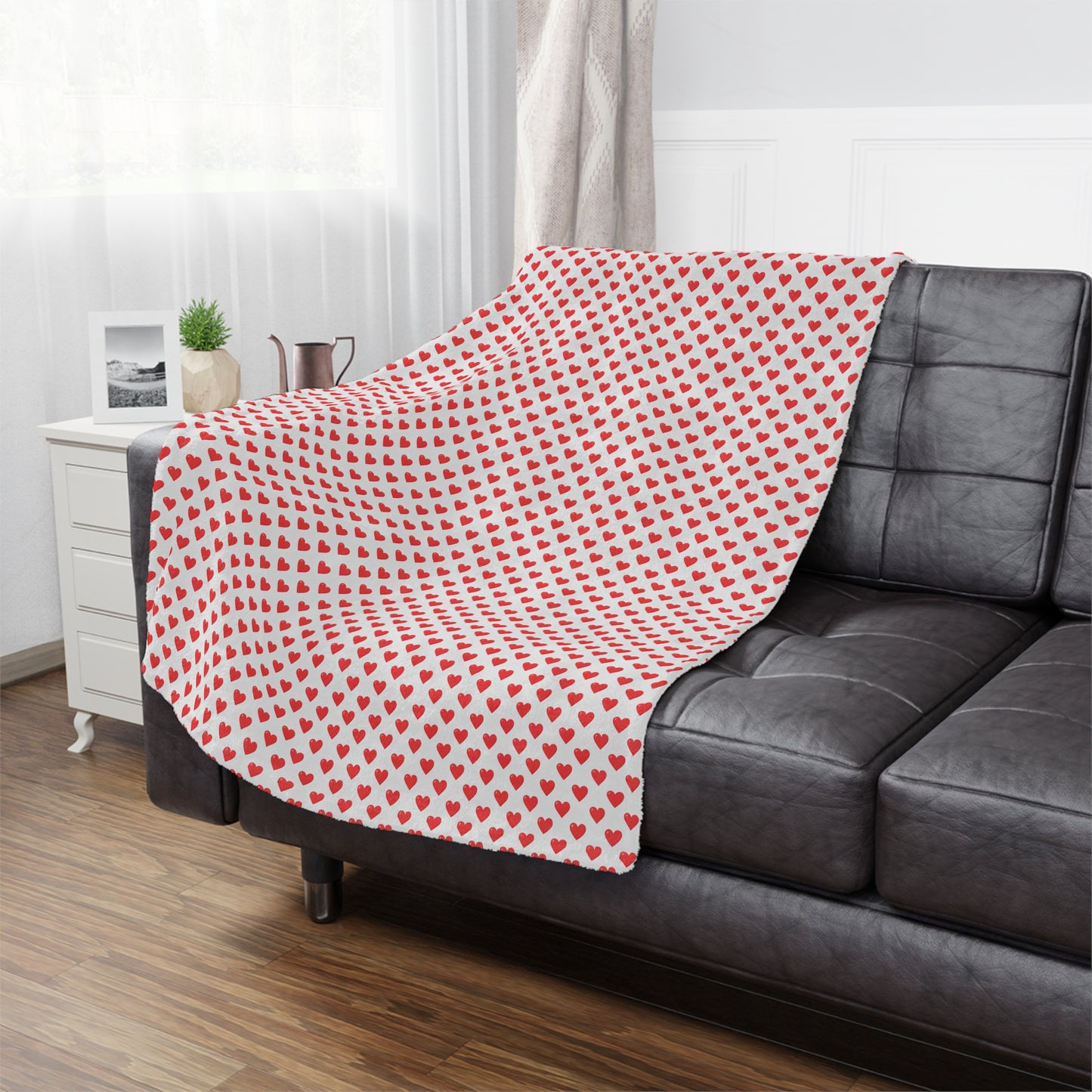 Heart Pattern Minky Blanket — Soft Red Hearts Throw for Valentine's Day & Cozy Gifts